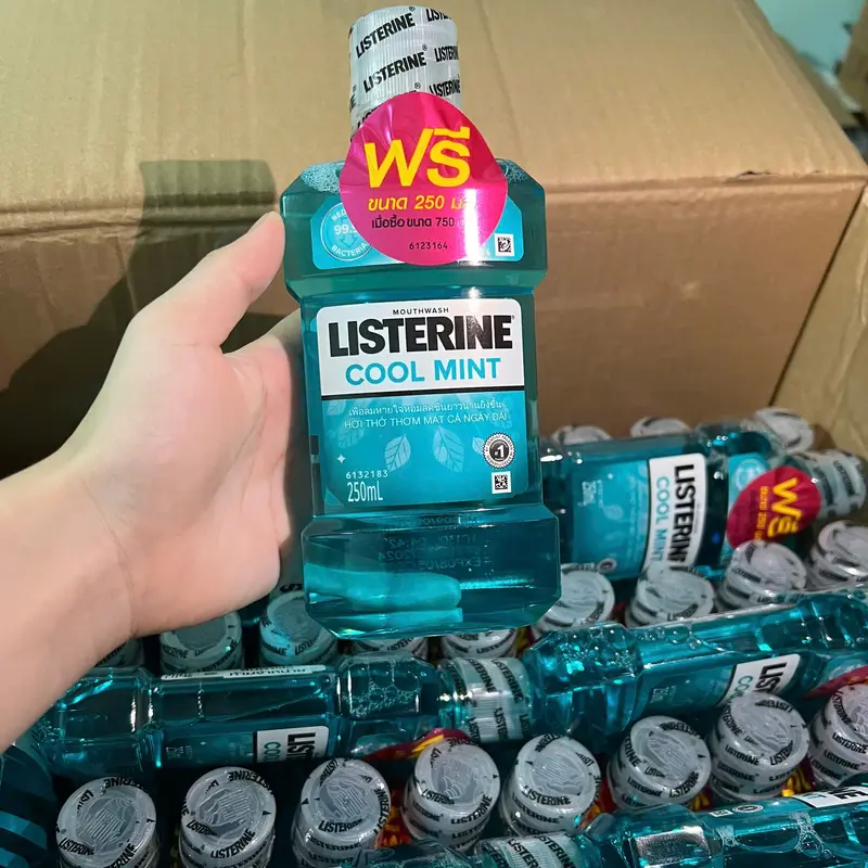 Combo 3 Chai Nước Súc Miệng Listerine Cool Mint 250ml Thái Lan - Tiêu diệt vi khuẩn, làm sạch răng 3