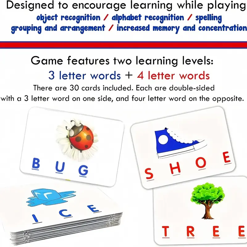 Word Recognition Letter Matching & Learning Game Cards, 1 Set Educational Toy for Kids, See & Spell Learning Toy, Children's Birthday Gift, Birthday Gifts, Birthday Gifts, Fun Toys for 13 Year Olds To Feel Good,  Visual Stimulation Cards 3