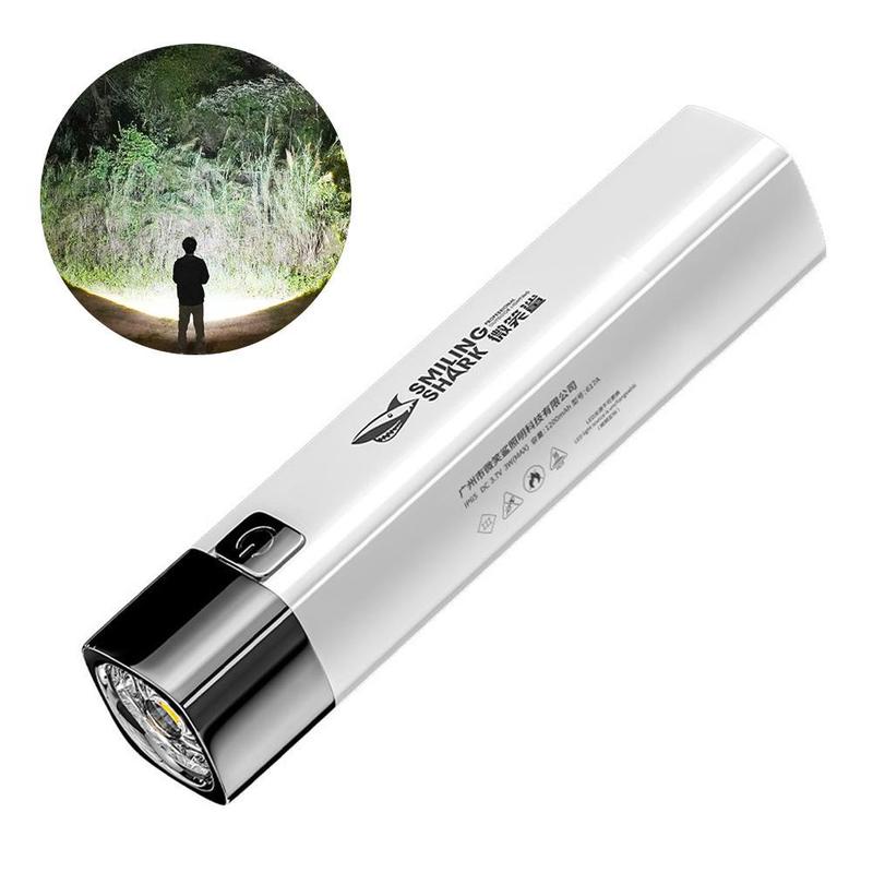 Product Introduction of 600mAh/1200mah Smiling Shark Mini LED Zoomable Flashlight COB Long Large High Floodlight 19