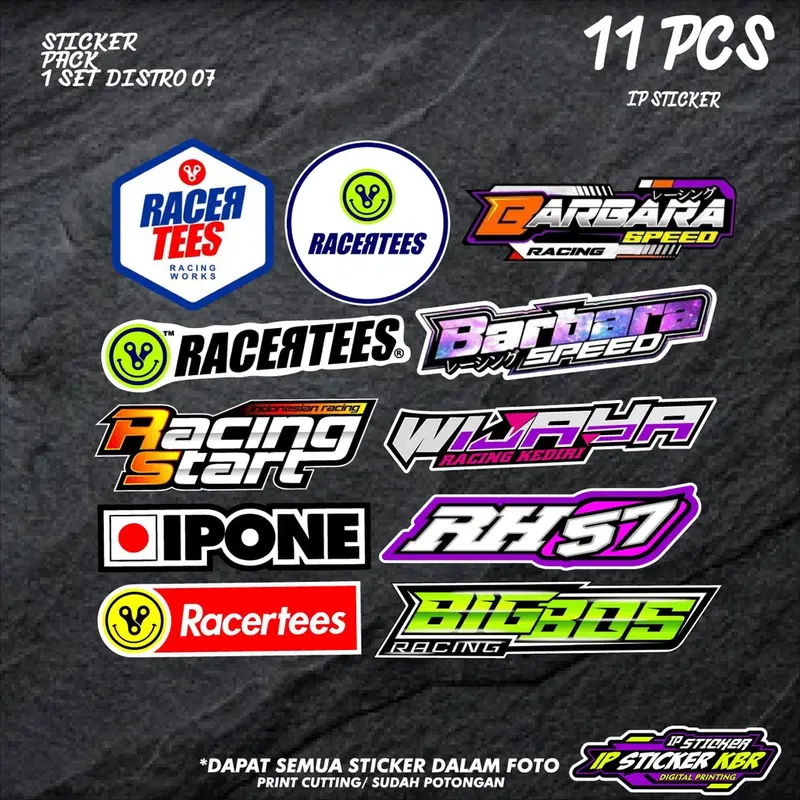 Sticker DISTRO set 07 (1 lembar isi 11 pcs) sudah dipotong - Sticker Pack Variasi List Sticker Pack DISTRO set 07  Design IP Sticker 0