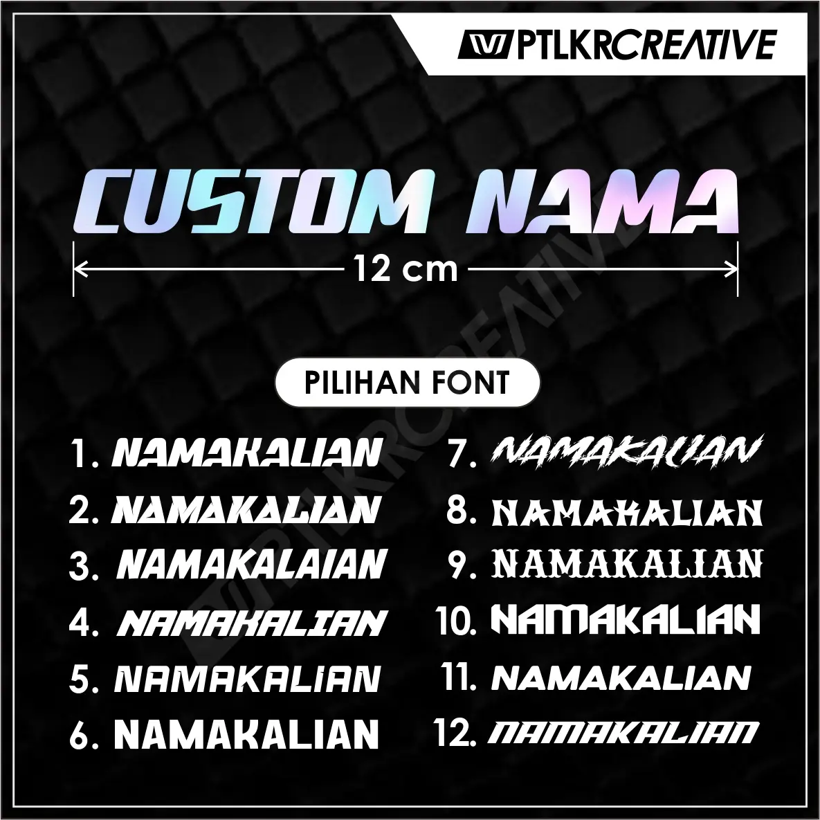 STIKER NAMA COSTUM HOLOGRAM CUTTING TANPA MINIMAL ORDER