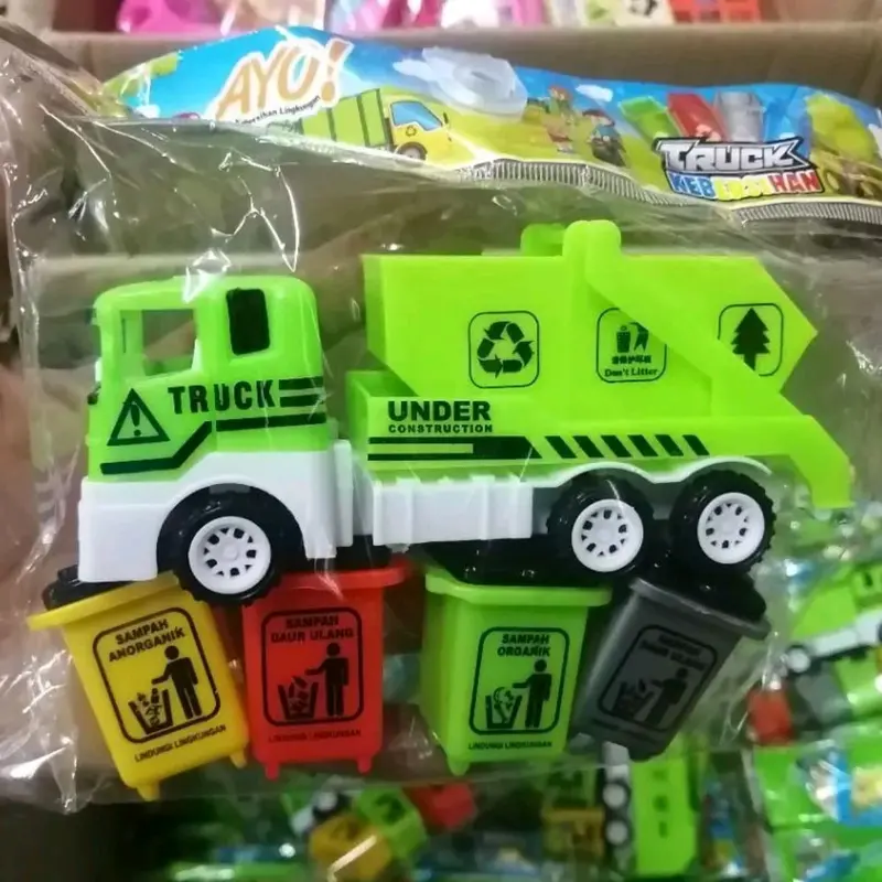 2pc MAINAN MOBIL TRUCK SAMPAH PLUS TEMPAT SAMPAH UKURAN MINI / MAINAN MOBIL TRUK KOMPACTOR MINI 0