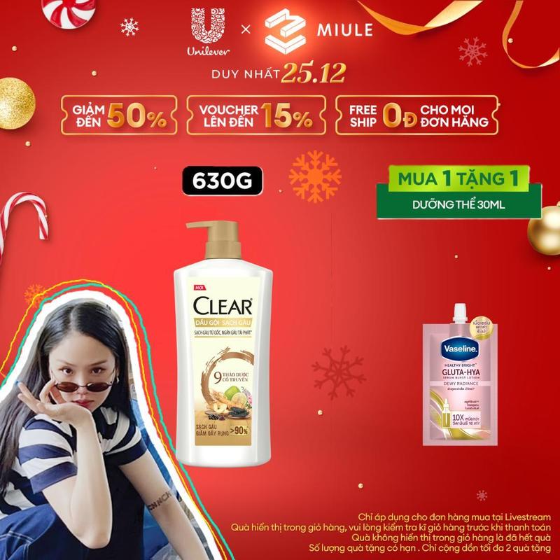 Dầu Gội CLEAR 9 Thảo Dược Cổ Truyền Hỗ Trợ Giảm Gãy Rụng - Phù Hợp Cho Mọi Loại Da Đầu 630G [4]