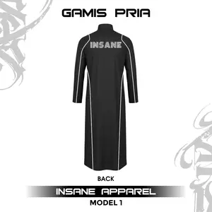 Gamis Pria Garis Reflektif Insane Vol 2 Jubah Zipper Pria Slimfit Line Menyala Muslim Wudhu Friendly Glitter AYY3