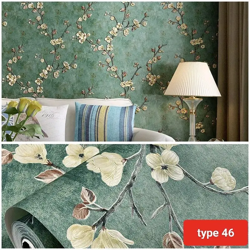 Wallpaper Dinding 3D Stiker Dinding Aesthetic Wallpaper Stiker Dinding Ruangan, Wallpaper Dinding Motif Bunga 2