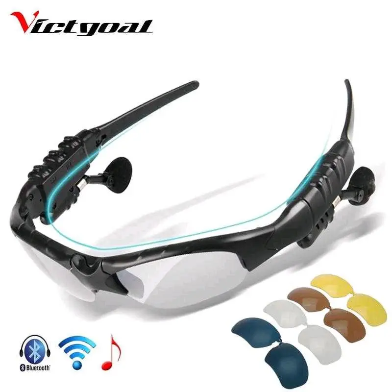 Kacamata Polarized Earphone Bluetooth dengan 5 Lensa - V9100