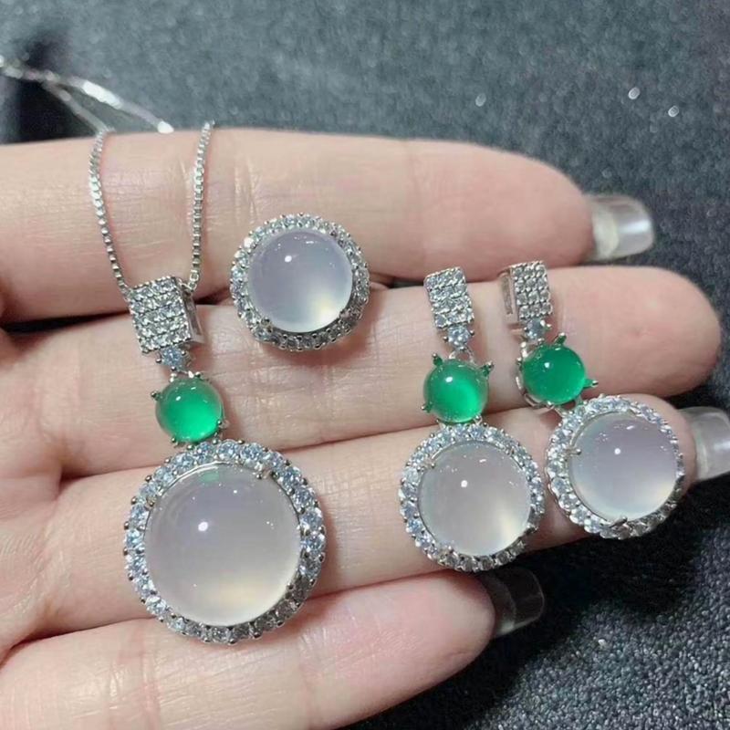 Product Introduction of Elegant Fashion Natural zircon Stud Earrings Ring Pendant Necklace Fashion accessories Set High Ice Perfect zircon Three-Piece Set Anniversary Auspicious Birthday 23
