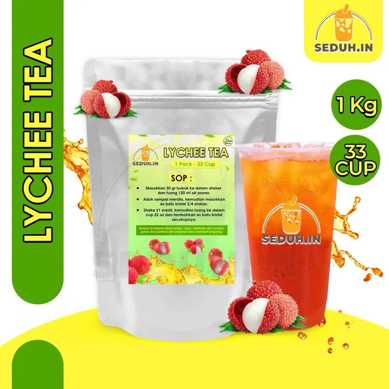 LYCHEE TEA 1KG.BUBUK MINUMAN PREMIUM PREMIX Gula Serbuk Powder Drink Ice 0