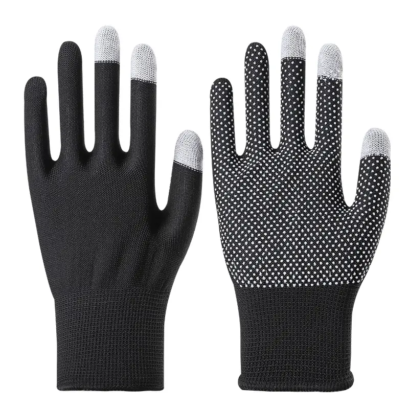 Găng tay bảo hộ lao động, găng tay nylon chống trượt, găng tay làm việc bằng nhựa, với màn hình cảm ứng, 13 mỏng, thích hợp cho kim loại