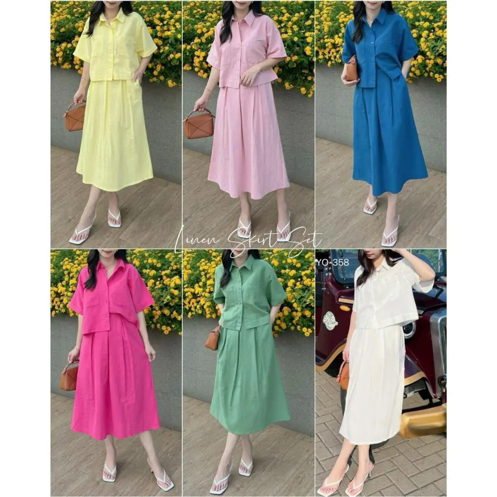 SETELAN PREMIUM LINEN ANGEL / SET WANITA  ATASAN DAN ROK YO-3588