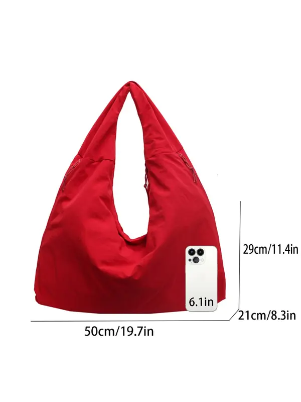 Women's Solid Color Tote Bag, Large Capacity Shoulder Bag for Daily Used, Casual Trendy Versatile High-quality Daily Commuting Bag, Girl Fashionable Shopping Bag 3
