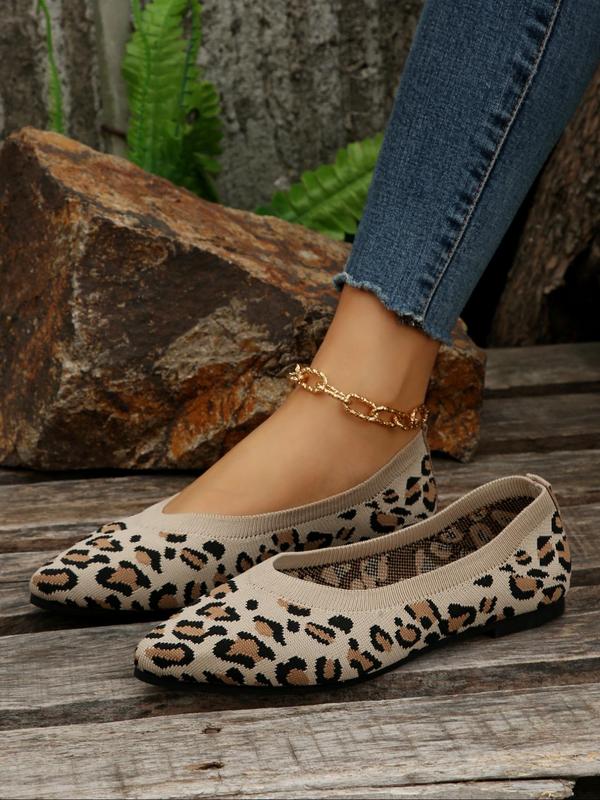 Women's Fashionable Leopard Print Slip-on Flats, Pointed Toe Flat Shoes, Casual Lightweight Breathable Comfortable Shoes for Daily Wear 1