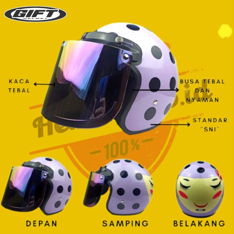 Product Introduction of Helm Bogo Retro Dewasa Cewek Full Leher Motif POLKADOT Helm SNI Motorcycle 21