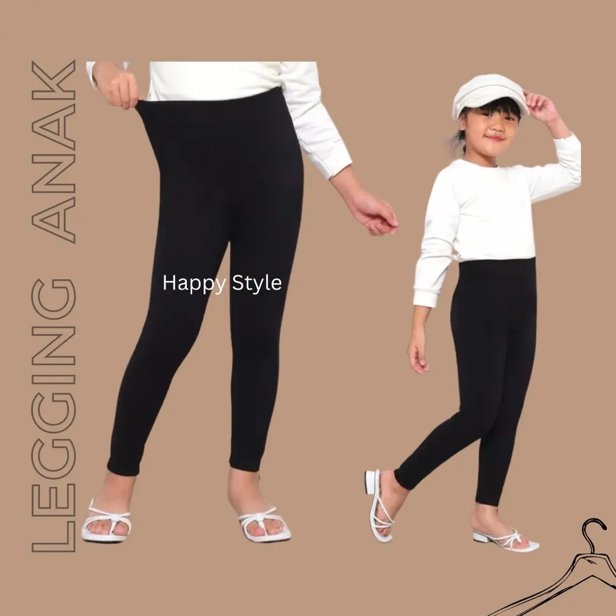 Legging Anak HW Polos Import Premium / Celana Legging Anak Usia 4-15 Tahun / Celana Anak Hitam Fashion