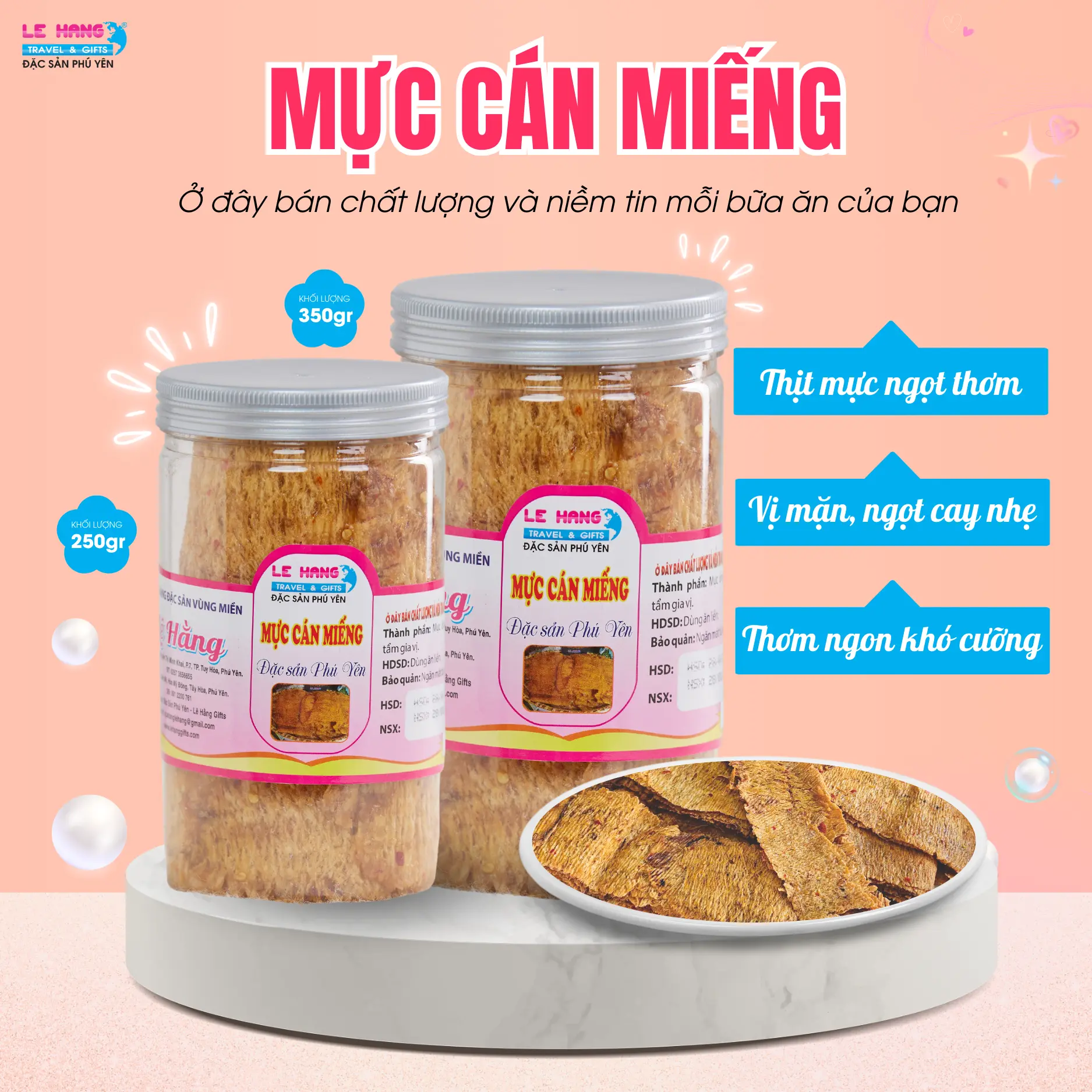 Mực cán miếng tẩm gia vị, mực ngọt thơm, vị cay mặn hòa quyện - Lê Hằng Gifts