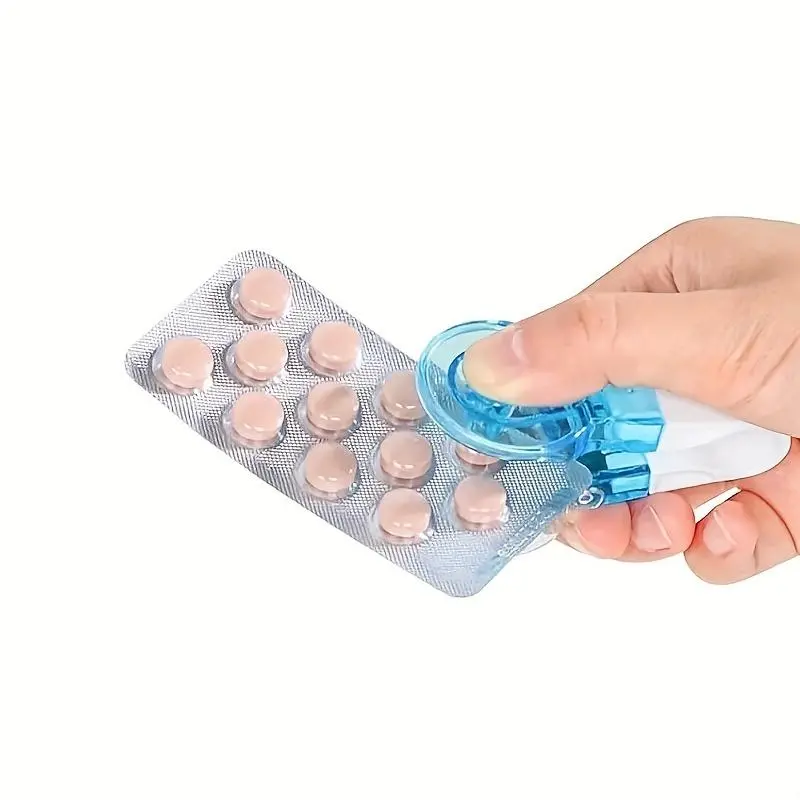 Portable Pill Extractor, 1 Count Pill Storage Box with Pill Remover, Pill Dispenser, Blue Pill Organizer for Elderly, Disabled, Hand Arthritis Individuals, Healthcare 2