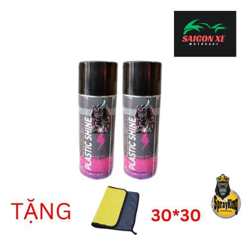 [Tặng Khăn vàng xám] Combo 2 Chai xịt phục hồi nhựa nhám, nhựa đen, dưỡng đen dàn nhám Sprayking Plastic Shine 400ml Sơn