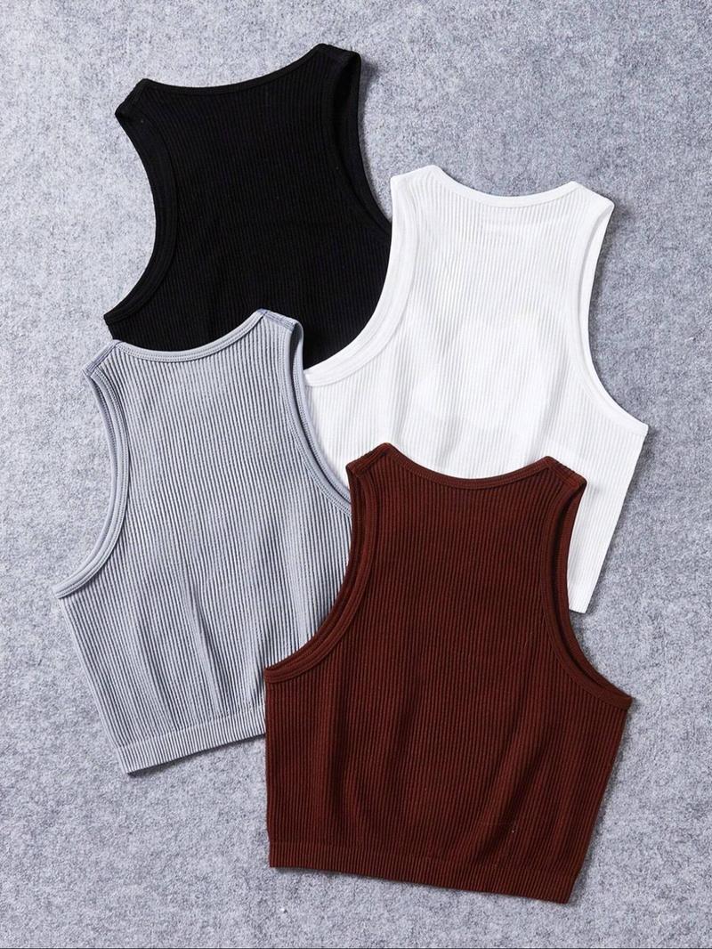 Product Introduction of Women's Solid Round Neck Sports Vest, Minimalist Sleeveless Crop Tank Top for Yoga Gym Workout Running Indoor Outdoor, Ladies Sportswear Clothing for All Seasons 2