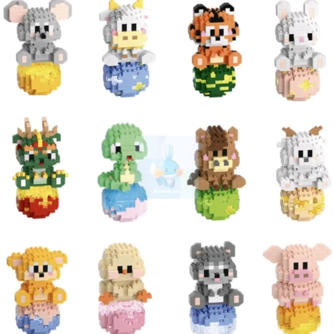 Mizugorou Bricks Shio Bisa Menyala Set Hadiah Beranekaragam Mainan Anak 3D Mainan Edukasi Beraneka Warna Mainan Balok Bangunan Anak Hadiah Plastik Toys