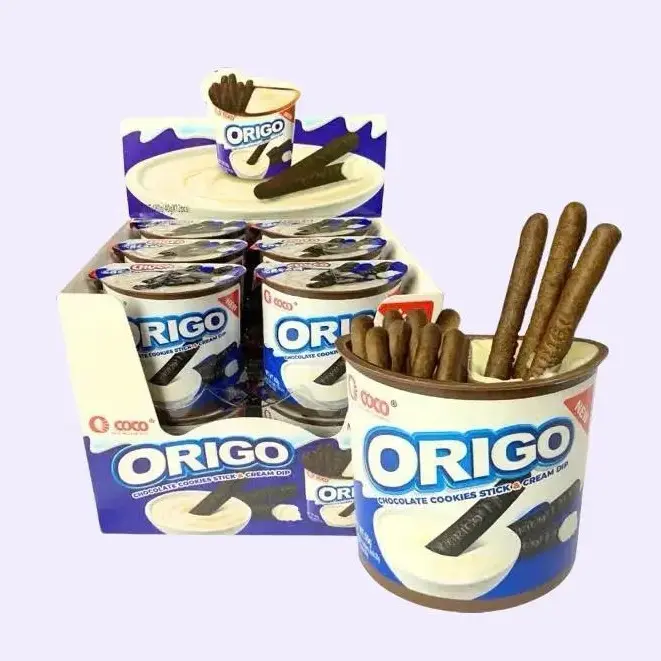 12 Cốc Bánh Que Chấm Origo Vị Kem Sữa, Chocolate Giòn Rụm Thơm Béo, Sô Cô La - Ăn Vặt, Snack, Bánh Quy, Food, Cake, Cookies, Thức Ăn, Socola bánh que  pepero banhque banh cham sua