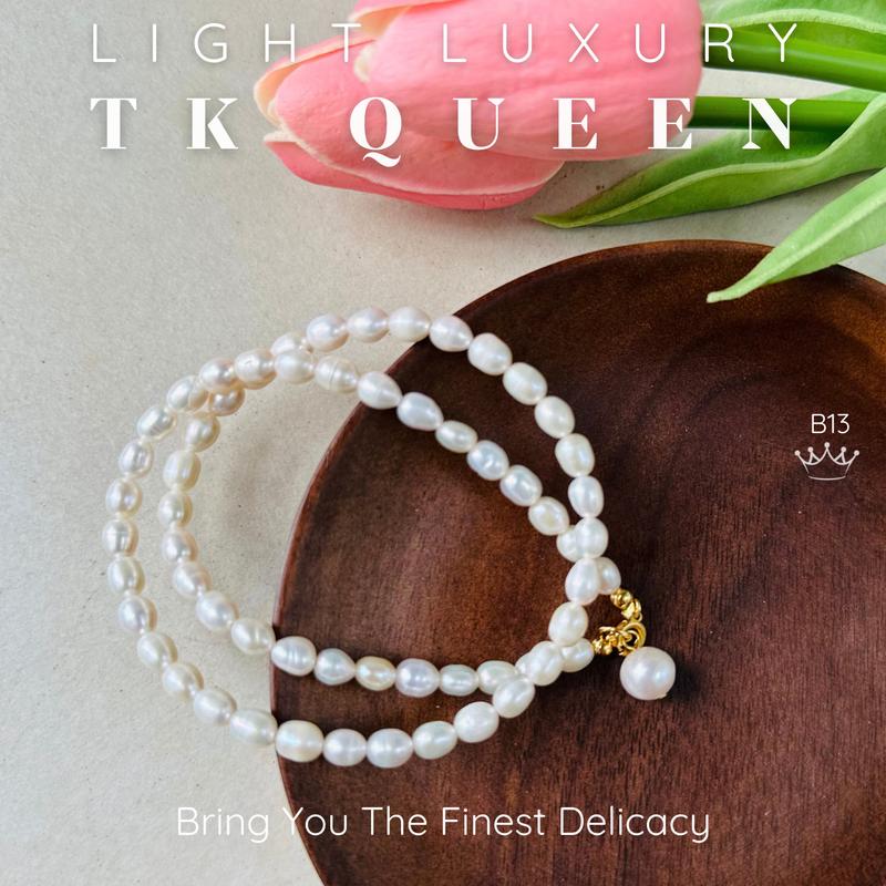 【B13 Dây chuyền ngọc trai nước ngọt thật Trang sức phụ kiện nữ thiết kế phong cách Light luxury - TK QUEEN Accessories