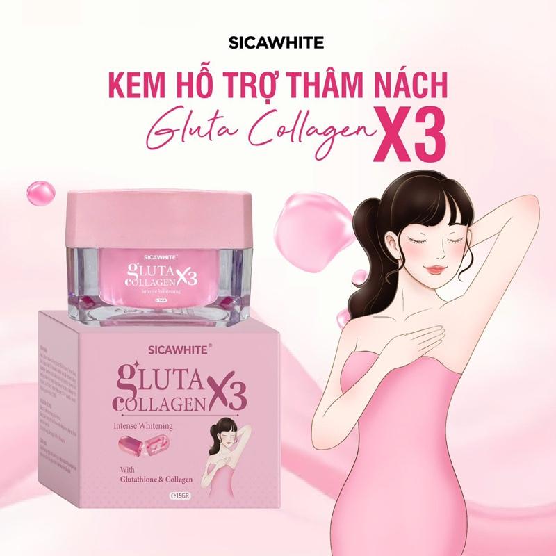 Kem Hỗ Trợ Giảm Thâm GLUTA COLLAGEN X3- Kem Cải Thiện Sắc Tố Da Vùng Nách, Đầu Gối (15gr)