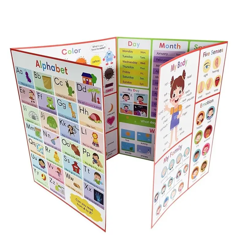 Educational Poster for Learning English Words, 1 Set Flashcard & Worksheet & Alphabet & Numbers & Fruits & Vegetables, Learning Supplies for Classrooms 3