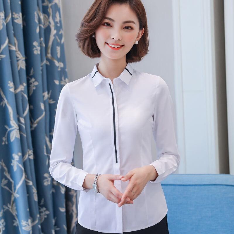 Áo sơ mi nữ dài tay phối nửa viền cúc áo  thời trang công sở SMN65 chất vải kate Lụa đẹp PONIVA