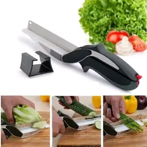 Clever cutter gunting sayur pisau daging dapur plus talenan 2 in 1 tajam serbaguna multifungsi