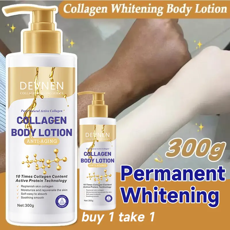 300ml BUY 1 TAKE 1 DEVNEN Collagen Whitening Body Lotion Firming Moisturizing Smoothing Anti Aging Anti-Wrinkle Improve Dark Brightening For Face & Body Skin Care Body Care