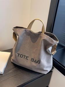 文字柄トートバッグ、大容量レディースショルダーバッグ、カジュアルでトレンディな多用途高品質の通勤用バッグ、女の子向けファッショナブルショッピングバッグ
