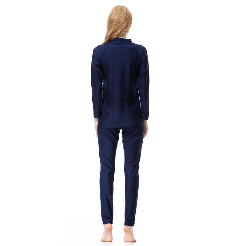 Product Introduction of Long Sleeve Full Body Swim Suits For Women Muslim 2024 Burkini Swimwear Front Zipper Shirt Pants Caps Swimsuit H1001 7