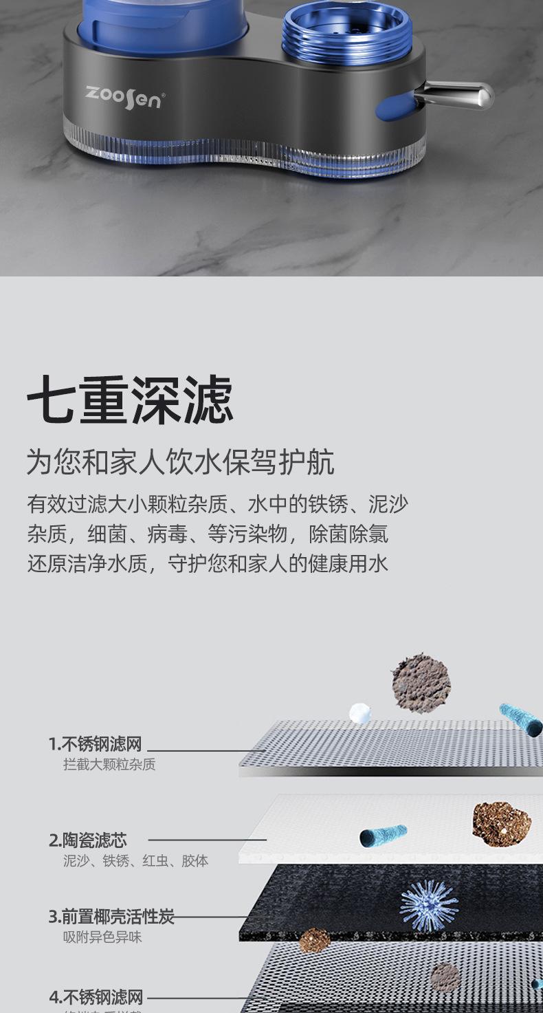Product Introduction of German Universal Faucet Water Purifier Household Kitchen Tap Water Filter Water Purifier Removable and Washable Water Filter 4