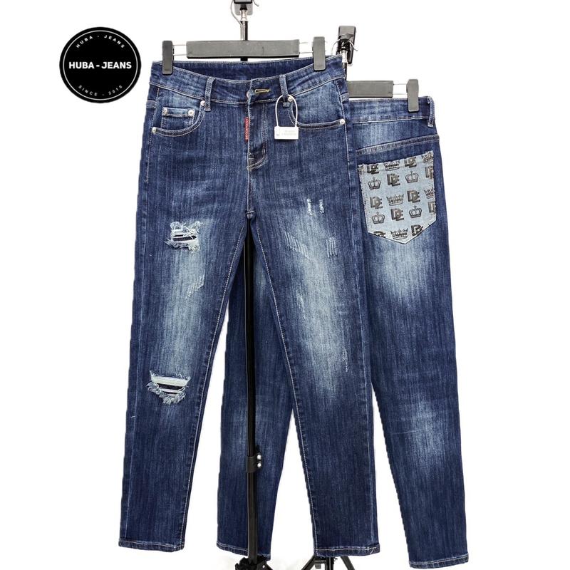 Quần jeans nam HUBA-JEANS wash xanh thời trang Menswear Pants Có Túi Denim quầntàntật quần purple quần biker