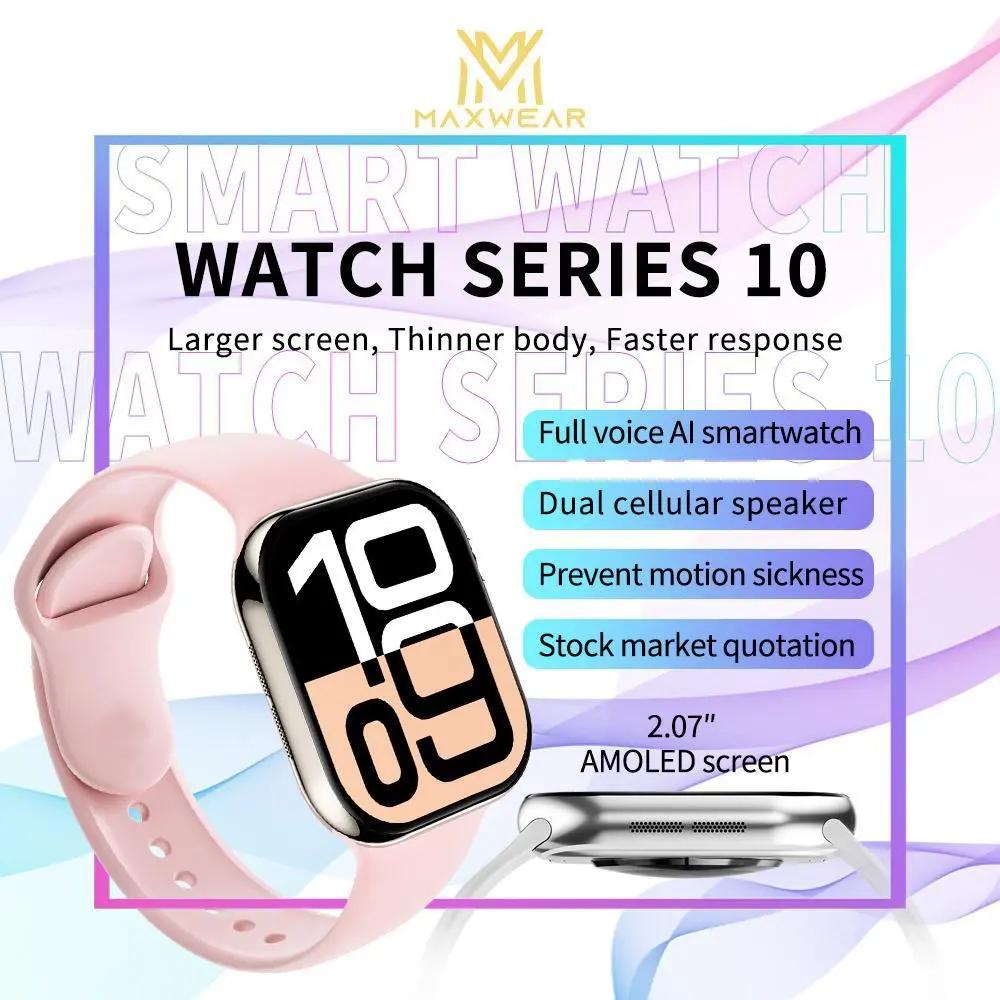 Maxwear Watch Series 10 Bluetooth Call 2.06inch Full Touch Screen 46mm NFC GPS Translation ChatGPT IP68 Waterproof linear motor Sports Smartwatch
