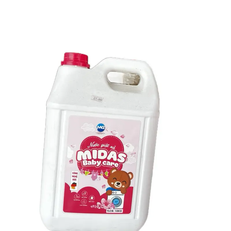 Nước giặt xả Midas Baby Care 10kg cho bé - giặt sạch sâu, an toàn, không gây kích ứng