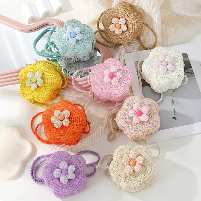 Túi Rơm Dệt Đeo Chéo Mini, Thiết Kế Dễ Thương, Dành Cho Trẻ Em, Lý Tưởng Cho Các Hoạt Động Ngoài Trời 1