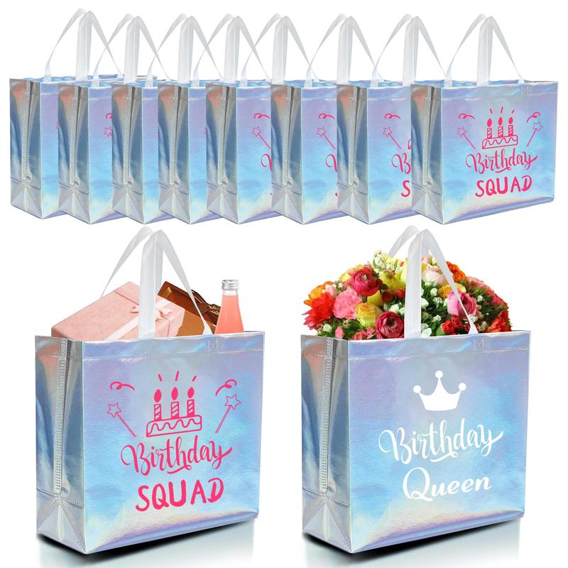 Product Introduction of Birthday Queen Gift Bag, 10pcs/set Reusable Gift Wrapping Bag with Handle, Gift Packaging Supplies for Birthday Party, Party Favors Bag 0