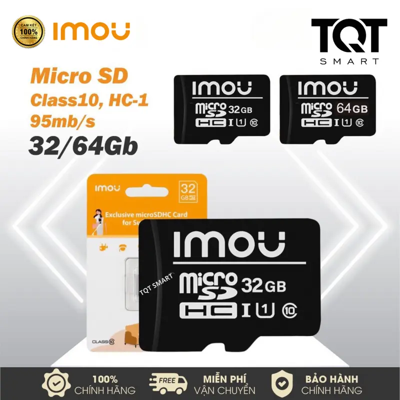 Thẻ nhớ 32GB/ 64GB IMOU Chuyên Dụng Cho  Camera IMOU chuẩn Micro SD class 10 U1 tốc độ cao, hàng chính hãng 0