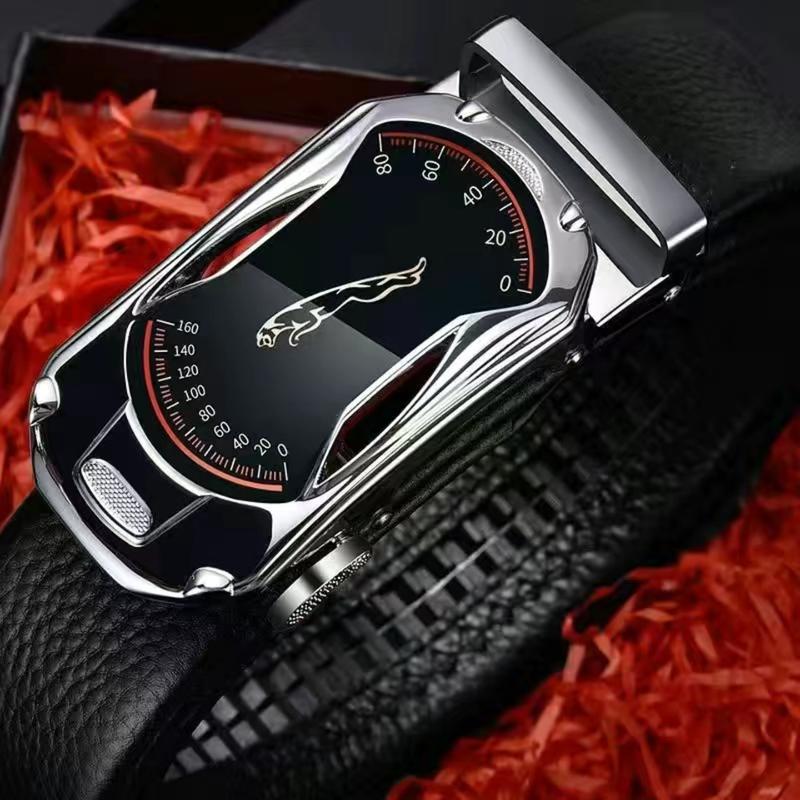 Thắt Lưng Da Báo, Thắt Lưng Nam, Phong Cách Xe Hơi Thể Thao, Khóa Tự Động Công Sở, Làm Bằng Da PU, Thời Trang, Hợp Xu hướng Mới, Thích Hợp Đi Chơi, Thắt Lưng Quần Jean 1