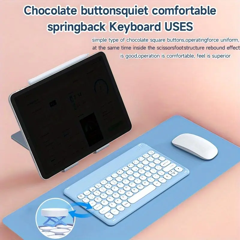 Wireless Tablet Keyboard, Portable Wireless Keyboard & Mouse Combination Set, Office Computer Keyboard for Tablet & Laptop 3