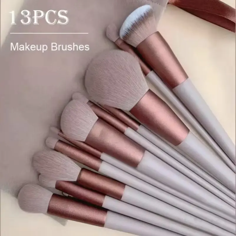 Bộ Cọ Trang Điểm, 13 Chiếc, Dành Cho Phụ Nữ, Bao Gồm Cọ Phấn Mắt Và Phấn Tán, Thích Hợp Cho Kem Nền Và Phấn Mắt, Dụng Cụ Trang Điểm Mềm, Có Thể Được Sử Dụng Để Pha Trộn Phấn Và Phấn Women Cosmetic Mỹ Phẩm