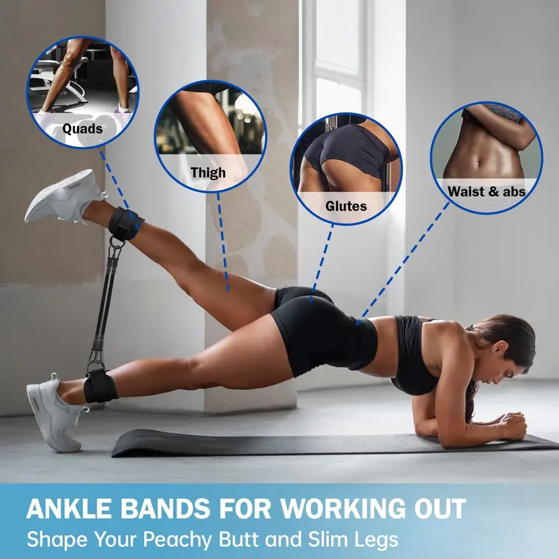6-Piece Ankle Resistance Band Set – Elastic Straps for Leg/Hip Training |   Home Gym/Fitness |   Women’s Leg Strengthening Equipment 4