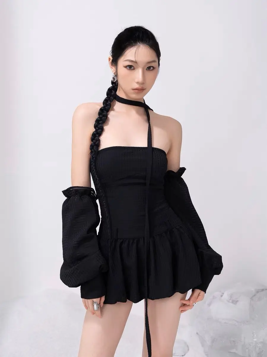 Váy Body Cúp Ngực Dáng Xòe Bồng Kèm Chân Váy Lưới Nữ Dress