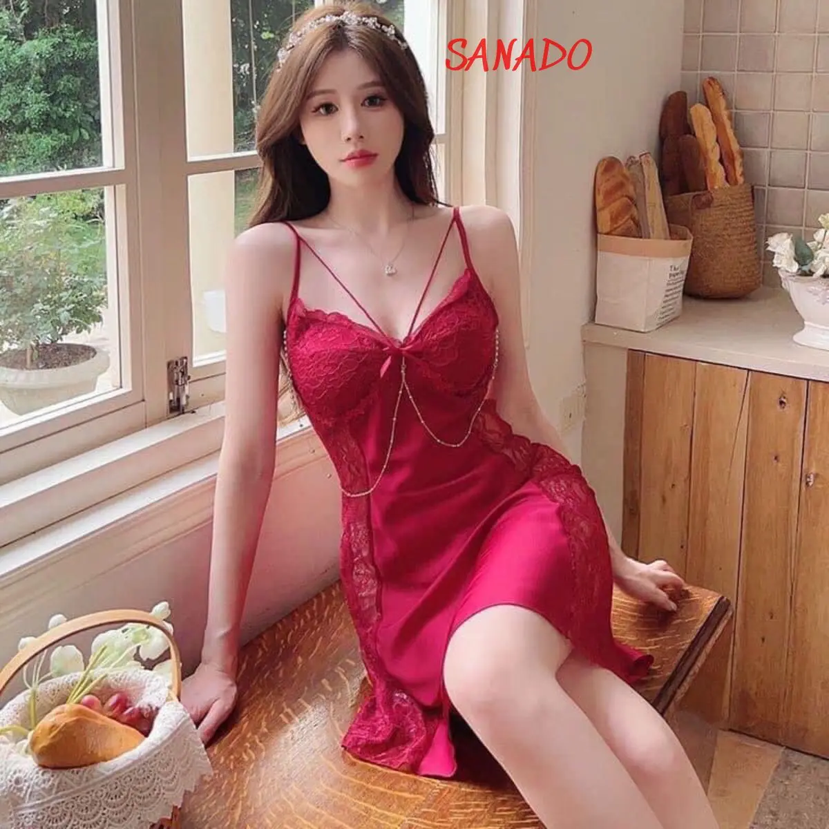 Váy ngủ lụa cao cấp Sanado V43