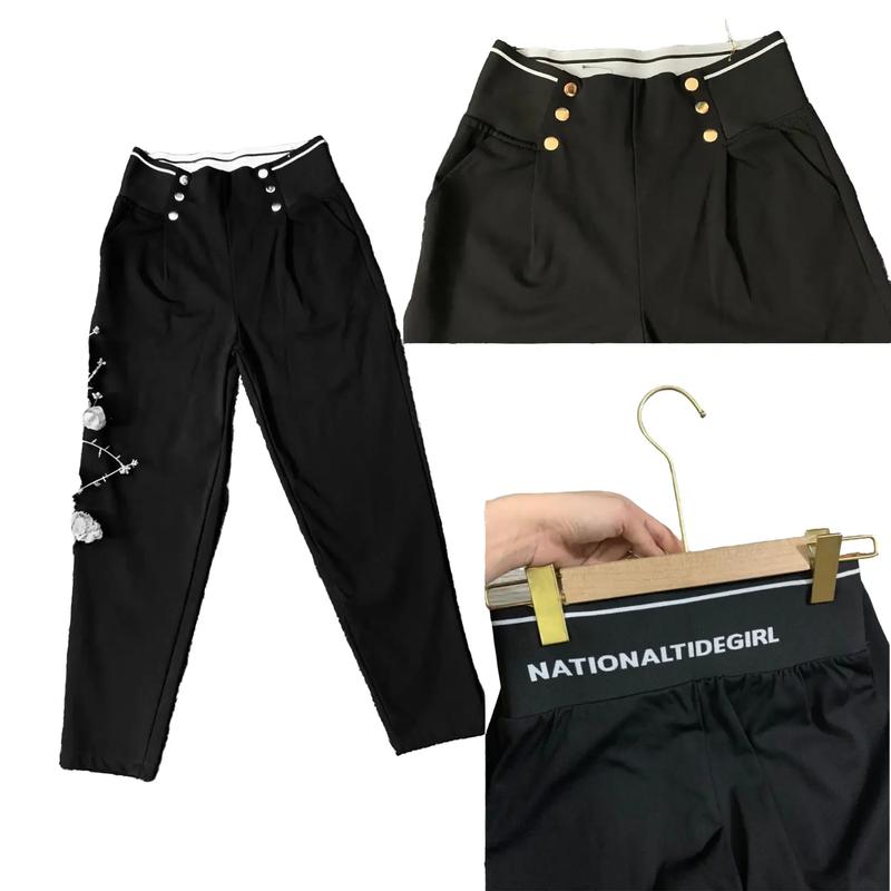  40KG-75KG Quần Baggy Nữ Cạp Chun Chữ Đính Cúc Vàng  có Big size  Women Pants 