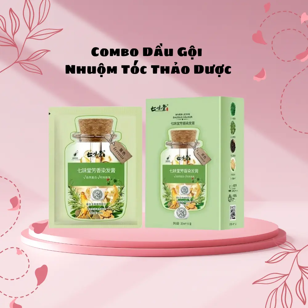 (COMBO 20 GÓI ) Dầu gội Nhuộm Tóc Thảo Dược Nhân Sâm Dạng Gói Phủ Bạc Dễ Lên Màu Không Gây Kích Ứng -Tiemnhatruki Đổi Màu Tóc Nữ