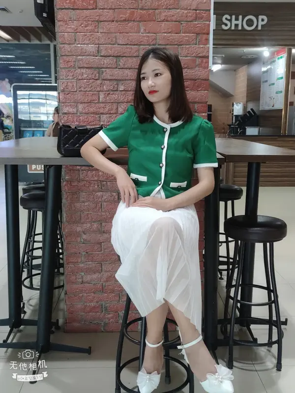 Ladies fashion Áo kiểu cộc tay viền cổ phối tròn nữ . Thời trang công sở , thiết kế trẻ trung Top Sơ Mi Shirt Màu Trắng Women Cổ Tròn 7