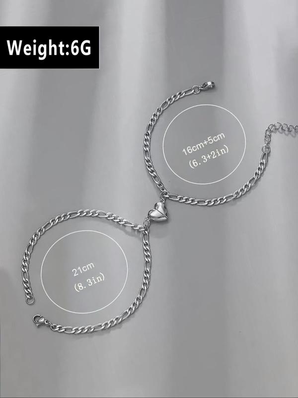 Magnetic Heart Design Couple Bracelet, Gifts for Girlfriend, Fashionable Stainless Steel Bracelet for Women & Men, Trendy All-match & Exquisite Jewelry for Birthday Gift, Valentine's Day, Gift 5