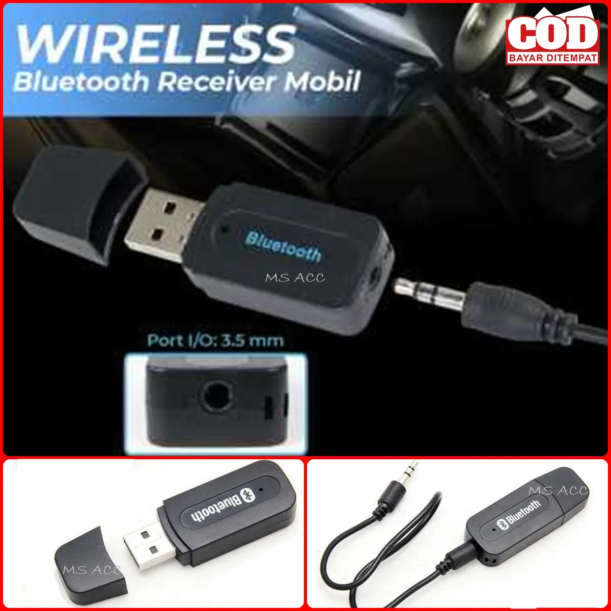 Bluetooth Receiver Audio Usb Musik Speaker Aktif Mobil Tanpa Kabel Terbaik Murah Blutut Usb Buat Salon Aktif hp Jarak Jauh Resiver Blootooth Risiver Jack Audio Sound Blotot Belutut Murah MS